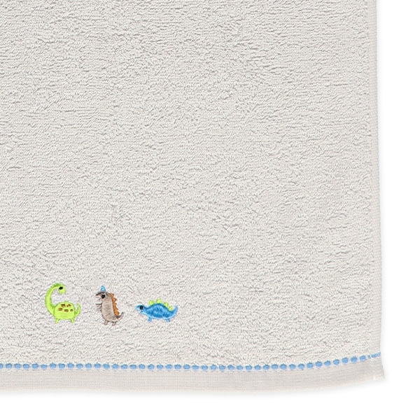 2枚組甘撚りフェイスタオル（刺繍・恐竜）
