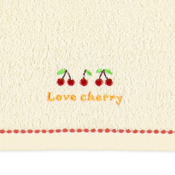 2枚組甘撚りウォッシュタオル（刺繍・チェリー）