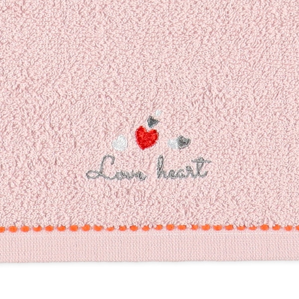 2枚組甘撚りウォッシュタオル（刺繍・ハート）
