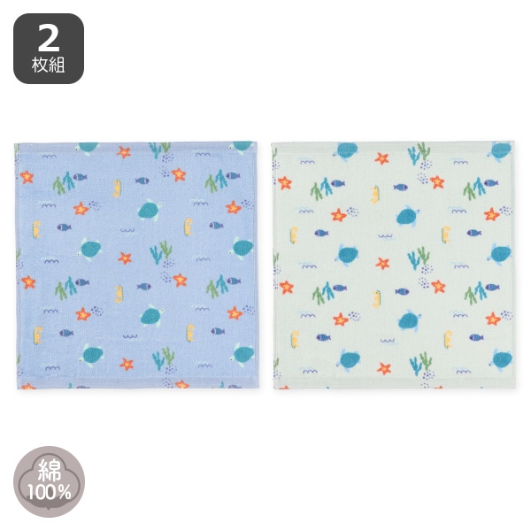 2枚組ウォッシュタオル（海の生き物）