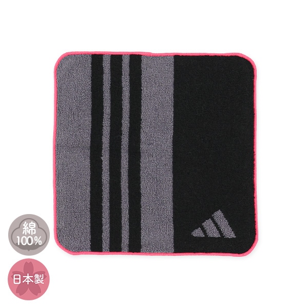 adidas）ハンドタオル（ブラック×ピンク）