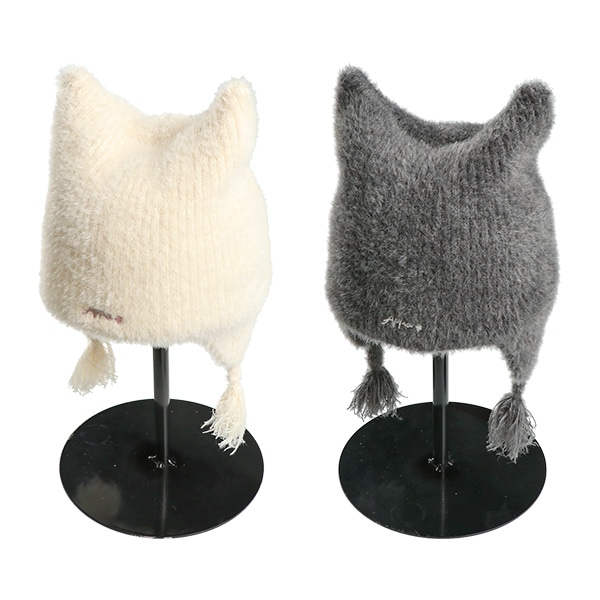 シャギーニットねこ耳ウィンター帽子