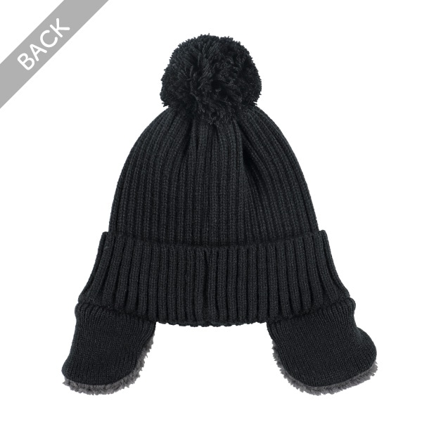 耳ボア梵天ニット帽子