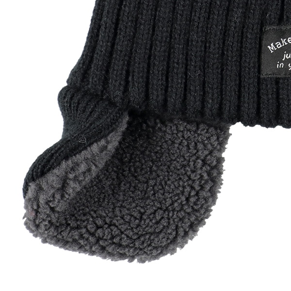 耳ボア梵天ニット帽子