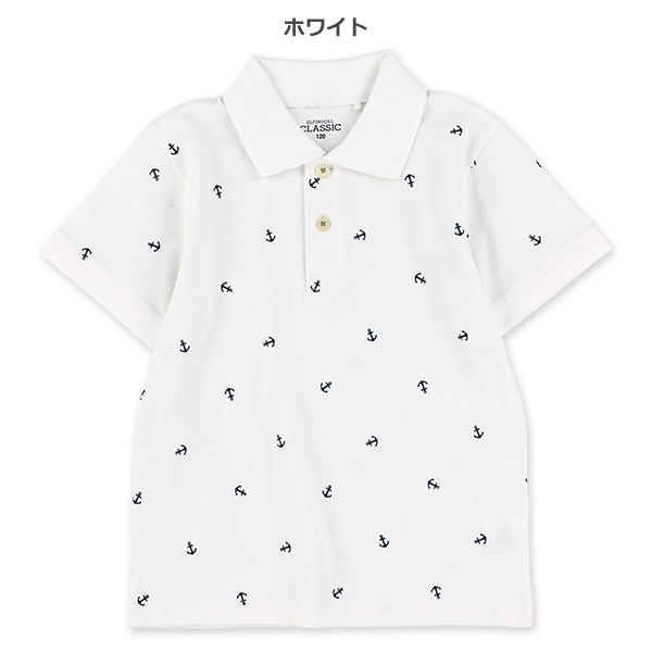 マリン総柄半袖ポロシャツ