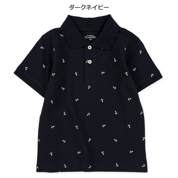 マリン総柄半袖ポロシャツ