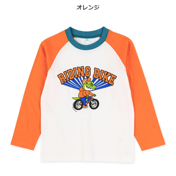 配色ラグランアニマル長袖Tシャツ
