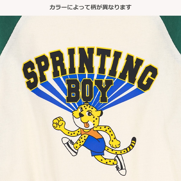 配色ラグランアニマル長袖Tシャツ