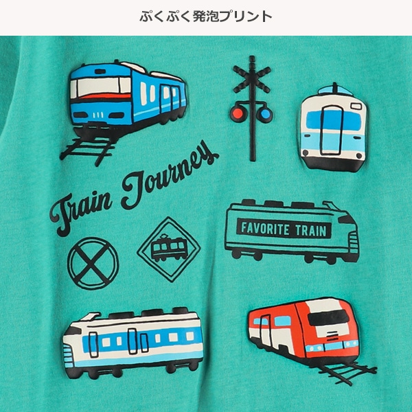 発泡プリント長袖Tシャツ（はたらくくるま・電車）