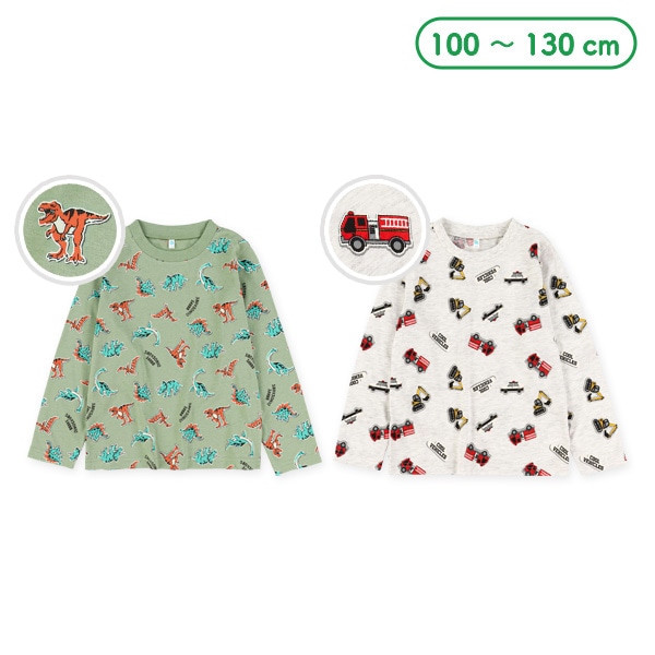 ワッペン風プリント長袖Tシャツ