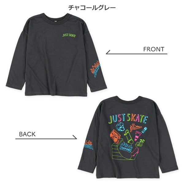 スケボーバックプリント長袖Tシャツ