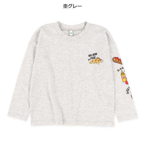 袖スナックフードプリント柄長袖Tシャツ