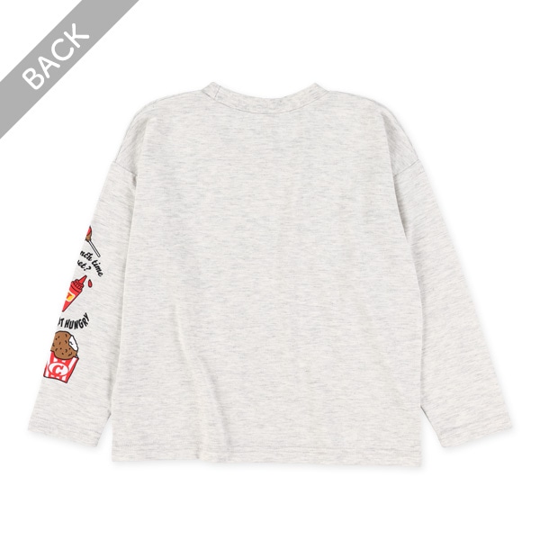 袖スナックフードプリント柄長袖Tシャツ