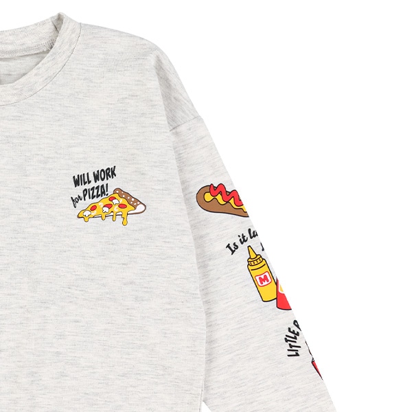 袖スナックフードプリント柄長袖Tシャツ
