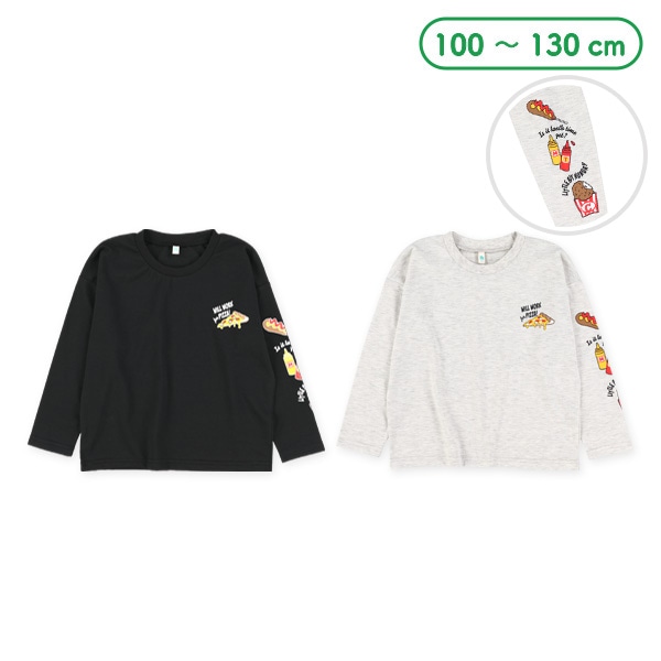 袖スナックフードプリント柄長袖Tシャツ