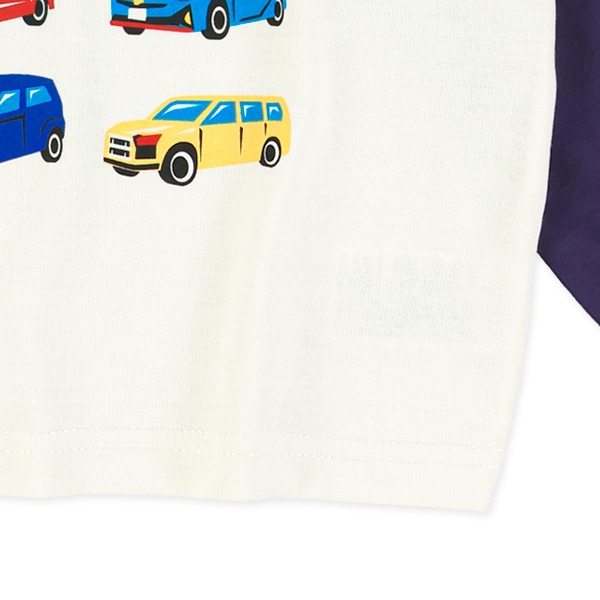 くるまプリントラグラン長袖Tシャツ