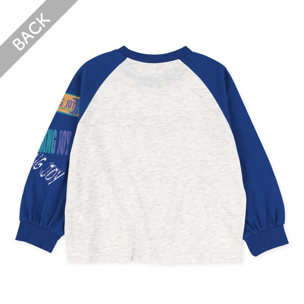 袖かすれ風プリントラグラン長袖Tシャツ