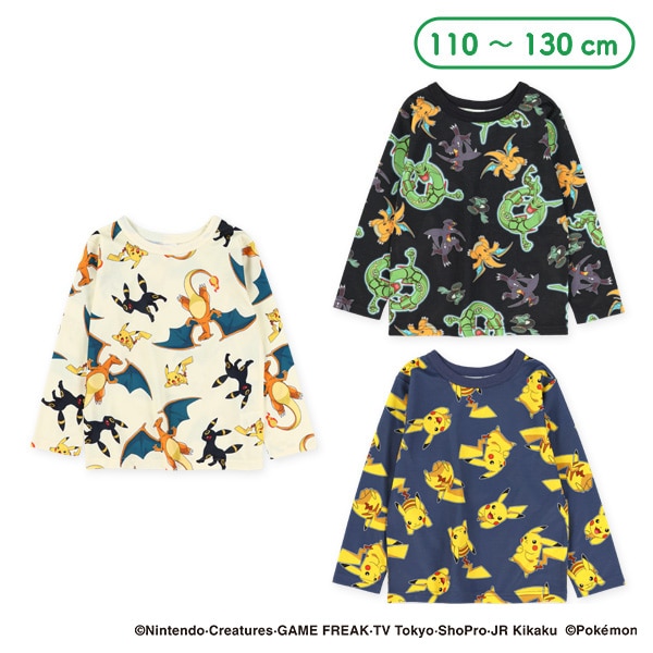 ダンボールニット総柄長袖Tシャツ（ポケモン）