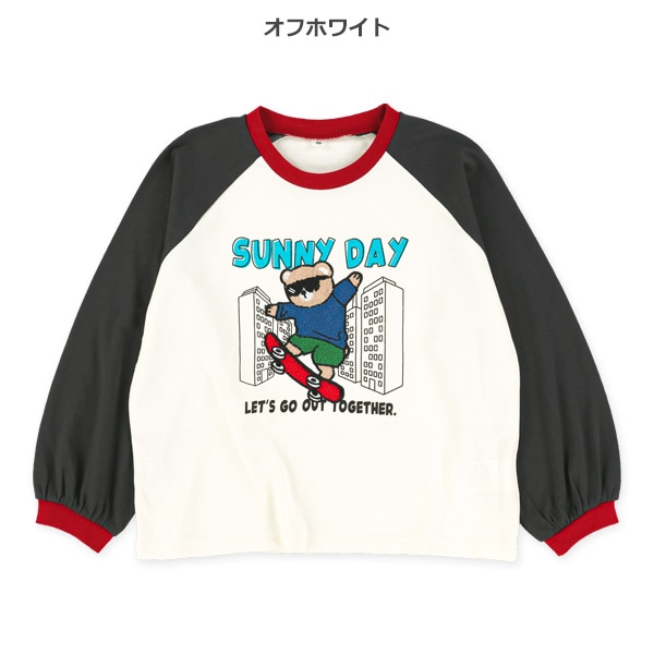 サガラ刺繍配色アニマル長袖Tシャツ