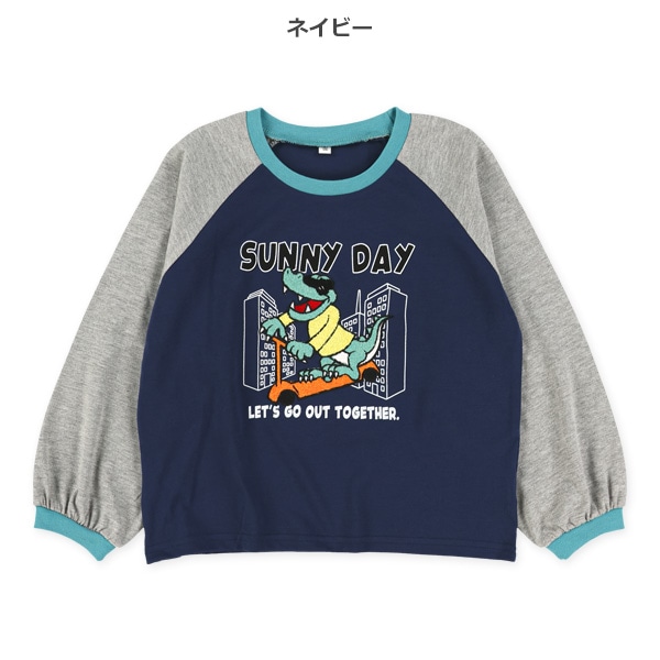 サガラ刺繍配色アニマル長袖Tシャツ