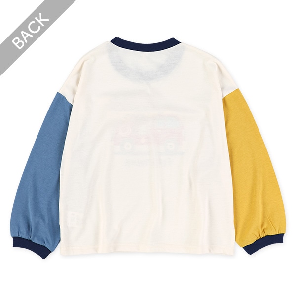 消防車・恐竜飾りフラップ長袖Tシャツ