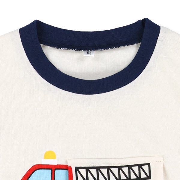 消防車・恐竜飾りフラップ長袖Tシャツ