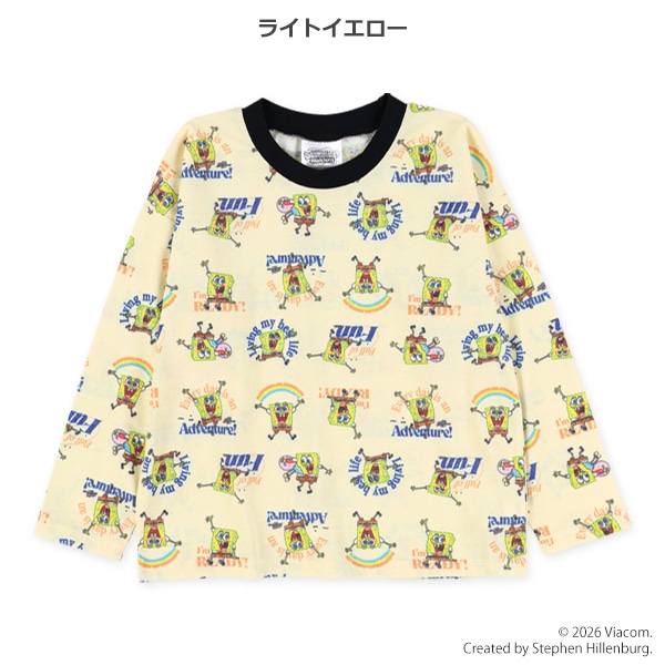総柄長袖Tシャツ（スポンジボブ）