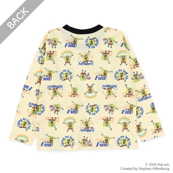 総柄長袖Tシャツ（スポンジボブ）