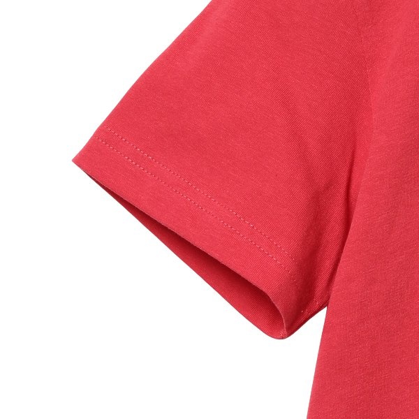 裾レイヤード風半袖Tシャツ（レッド・ピンク）