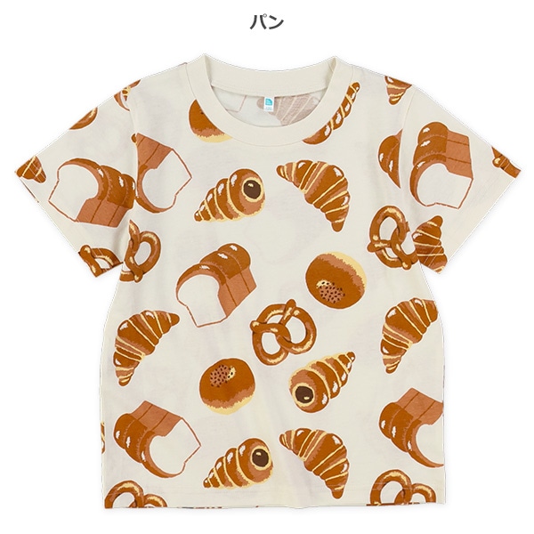 パン・ハンバーガー・おにぎり総柄半袖Tシャツ