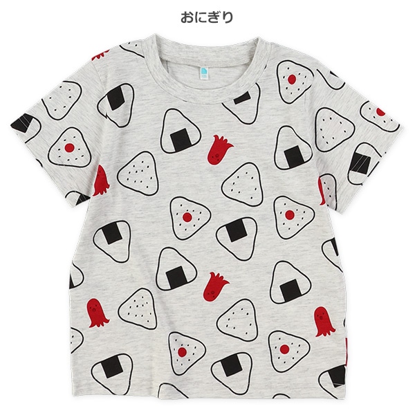 パン・ハンバーガー・おにぎり総柄半袖Tシャツ