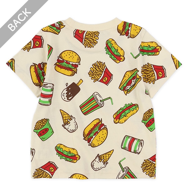 パン・ハンバーガー・おにぎり総柄半袖Tシャツ