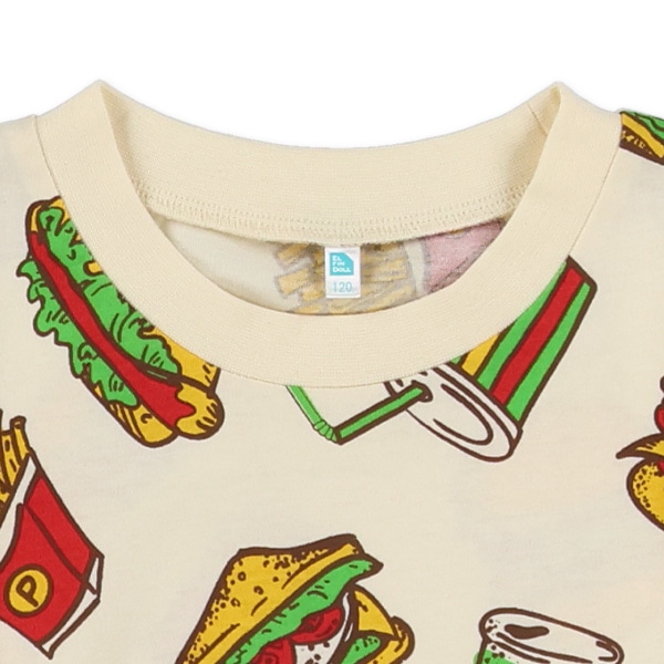 パン・ハンバーガー・おにぎり総柄半袖Tシャツ