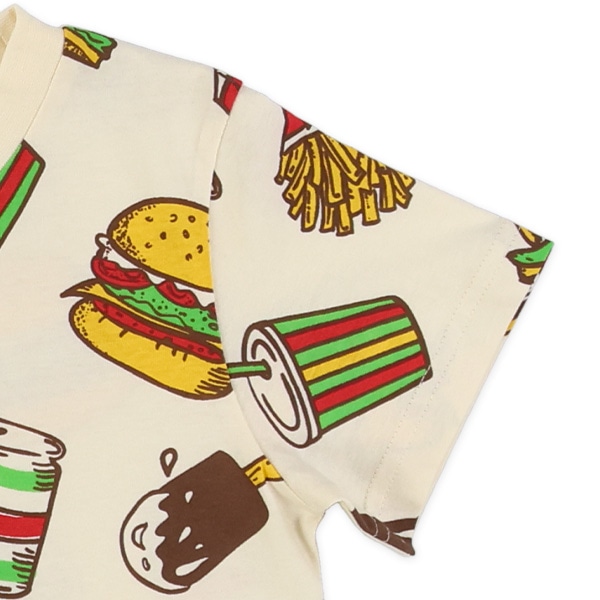 パン・ハンバーガー・おにぎり総柄半袖Tシャツ