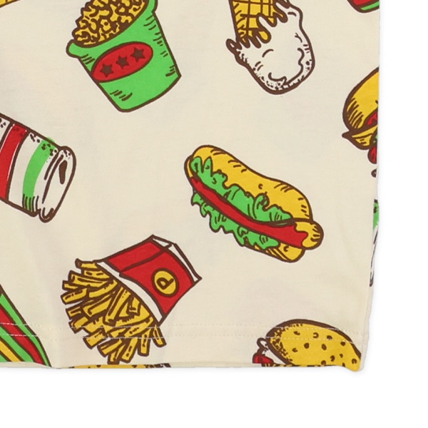 パン・ハンバーガー・おにぎり総柄半袖Tシャツ