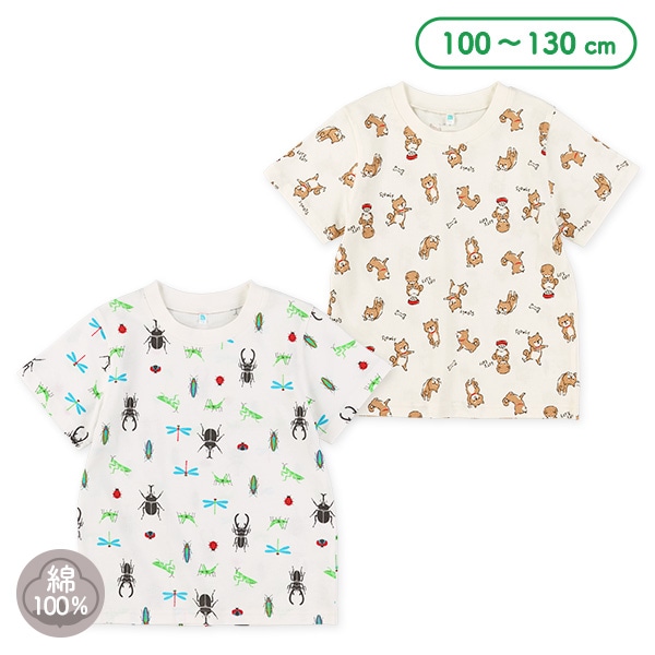 いぬ・昆虫総柄半袖Tシャツ