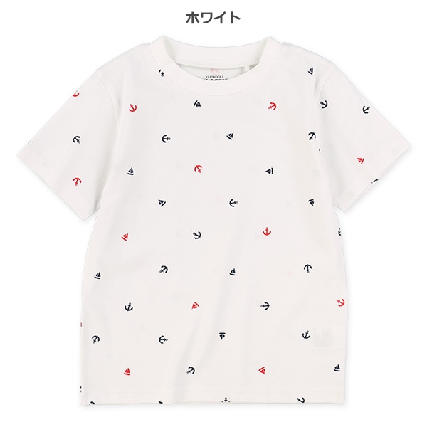 マリン柄プリント半袖Tシャツ