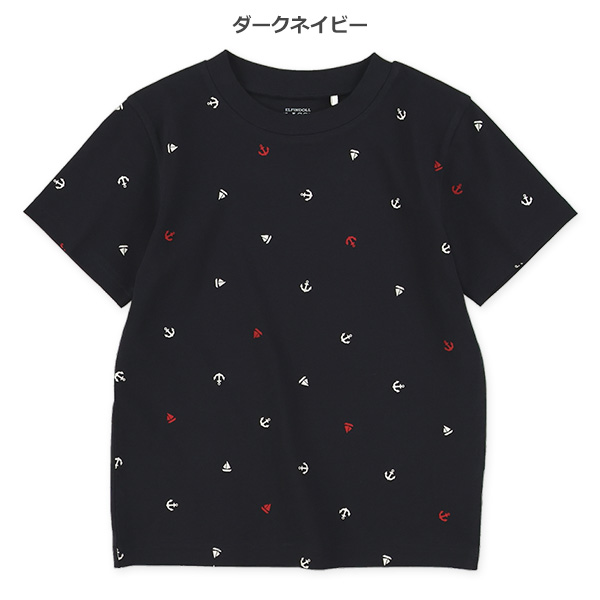 マリン柄プリント半袖Tシャツ