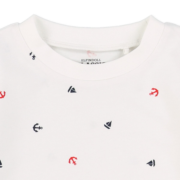 マリン柄プリント半袖Tシャツ