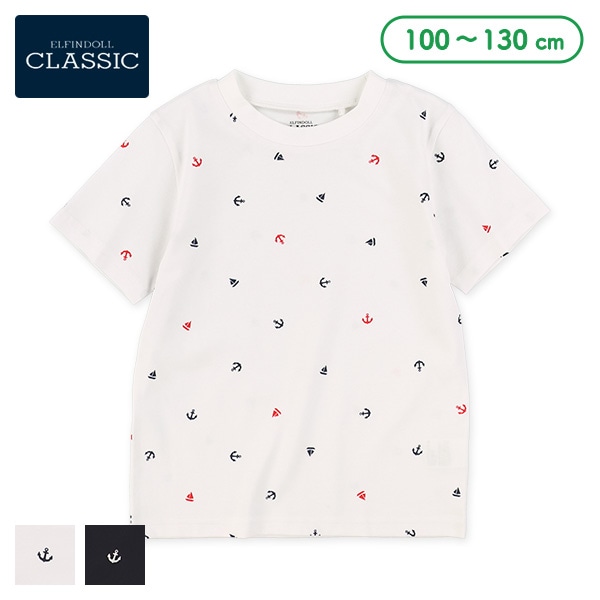 マリン柄プリント半袖Tシャツ