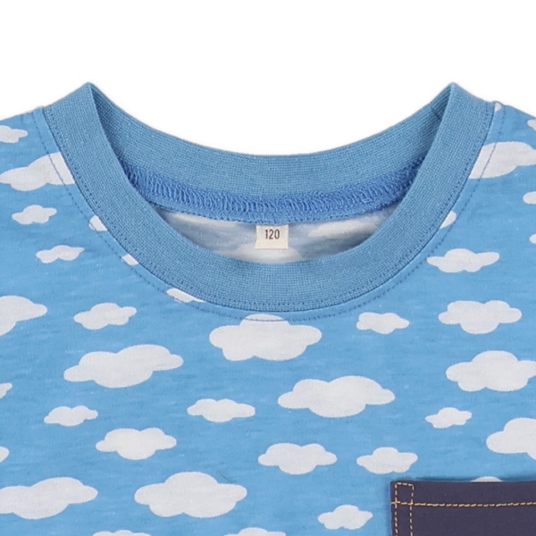 雲総柄胸ポケット半袖Tシャツ