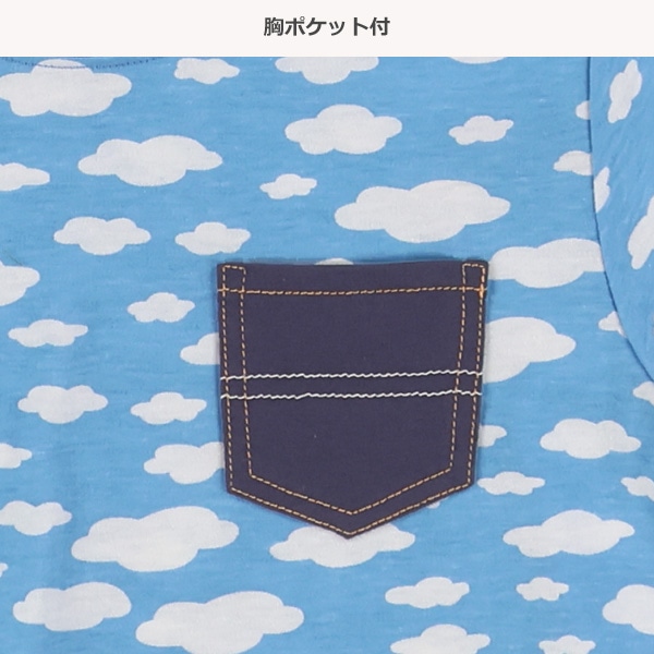 雲総柄胸ポケット半袖Tシャツ