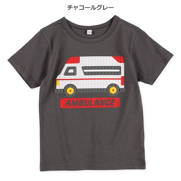 はたらくくるま発泡ブロック半袖Tシャツ