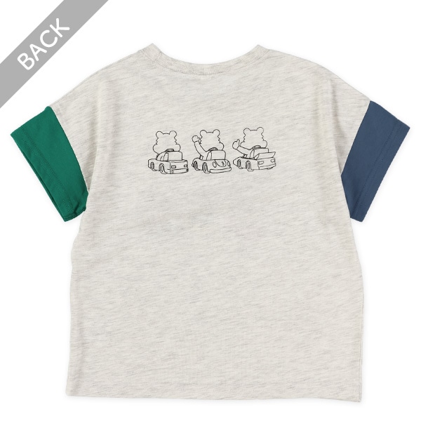 くまトリオくるま半袖Tシャツ
