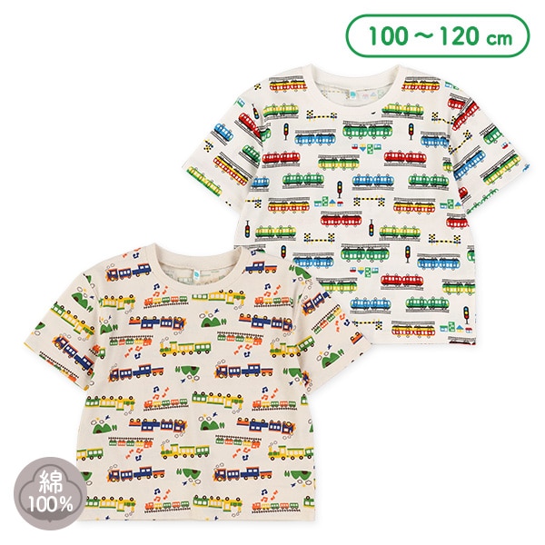 カラフル汽車電車半袖Tシャツ