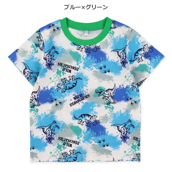 ペイント恐竜半袖Tシャツ
