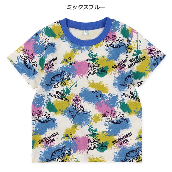 ペイント恐竜半袖Tシャツ