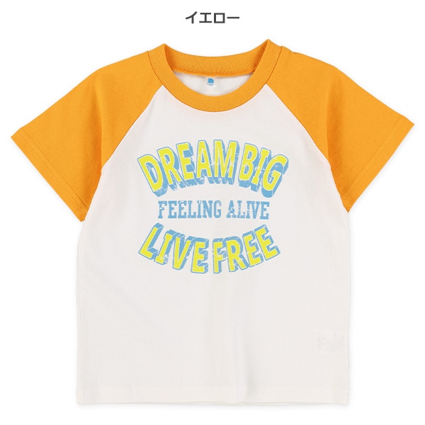 袖配色立体ロゴラグラン半袖Tシャツ