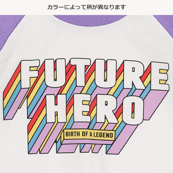 袖配色立体ロゴラグラン半袖Tシャツ
