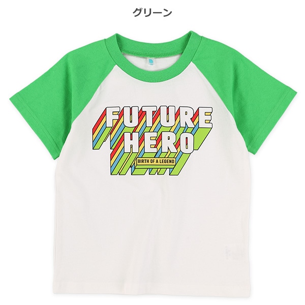 袖配色立体ロゴラグラン半袖Tシャツ